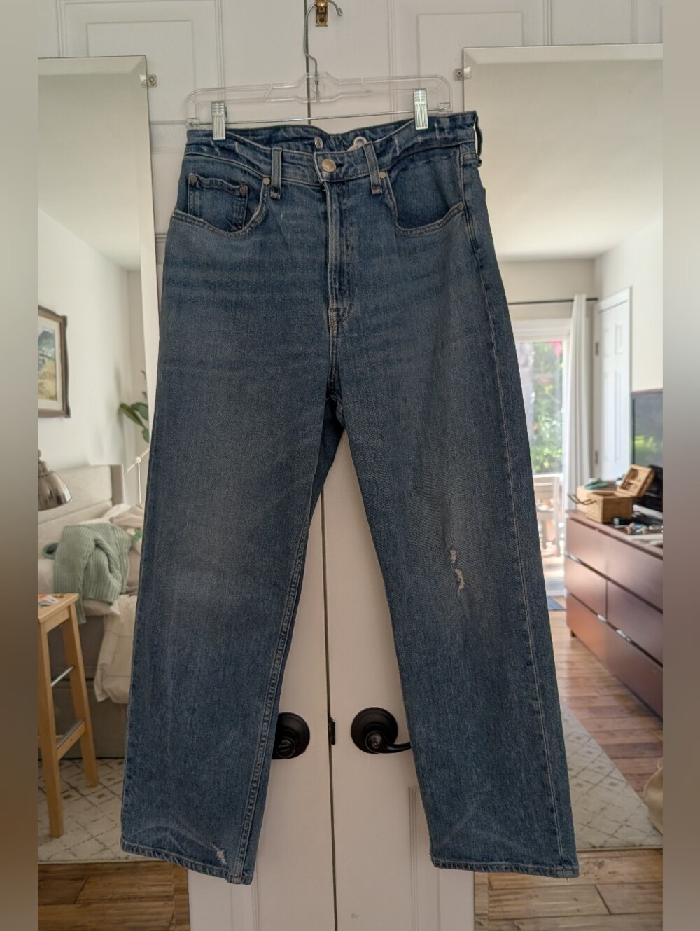 Rag & Bone High Rise Straight-Leg Jeans Blue Size 30